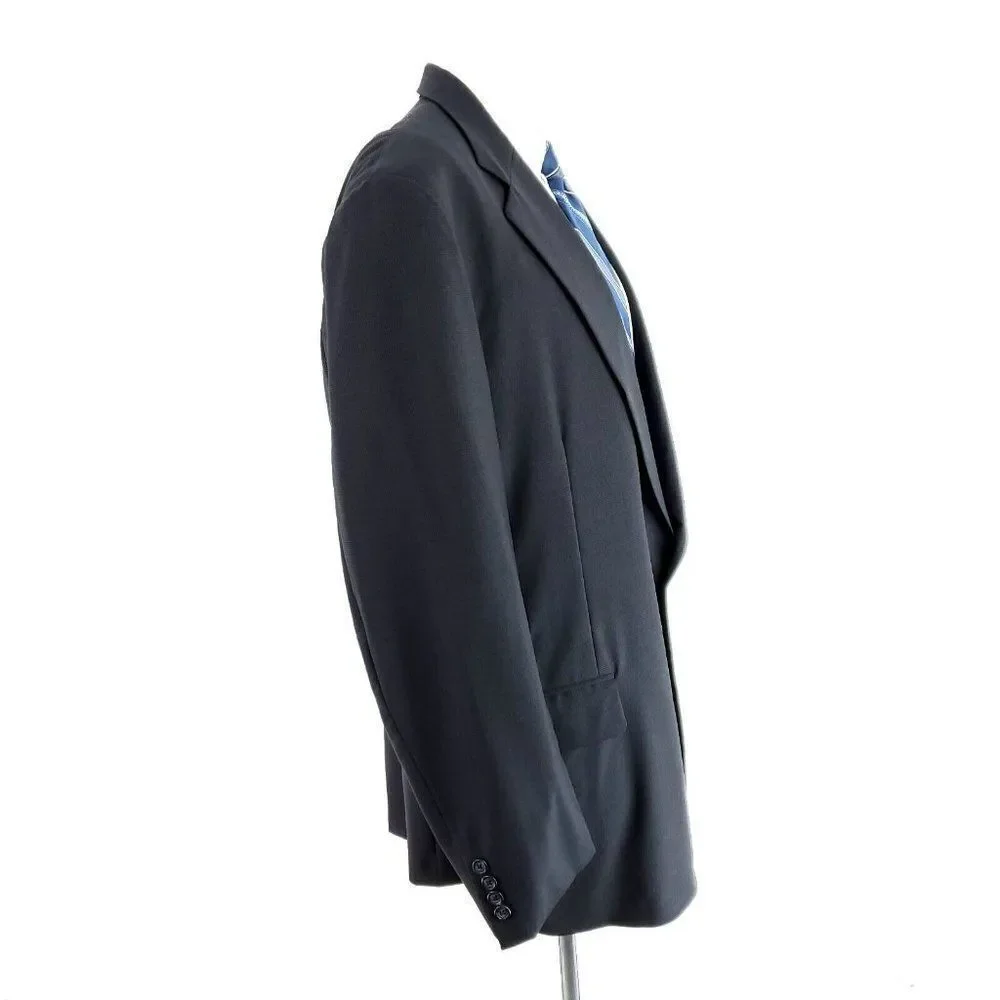 Tom James Bespoke‎ 2 Button Blazer 46L Black Blue Black Check